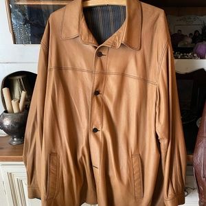 Men's Cuir Yvan Leather Cognac Shirt Jacket Size 46